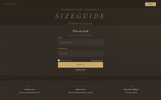 SizeGuide - AI Size Recommendations :: AI-powered clothing size recommendations on any shopping website
