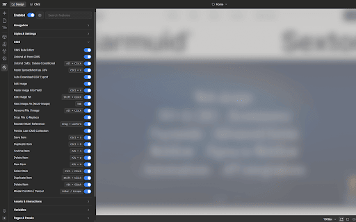 OhFlow: Webflow Shortcuts & Tools :: Adds workflow shortcuts, CMS tools, publishing helpers, and interface cleanup for Webflow.