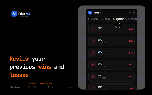 Diver AI Companion :: Real-time AI chart analysis overlay for TradingView, Yahoo Finance, CoinGecko, and Robinhood.