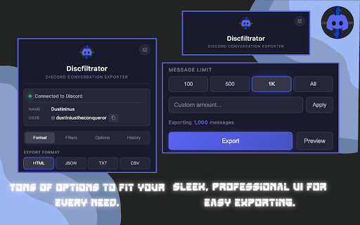 Discfiltrator - Discord Chat Exporter :: Export Discord conversations from DMs, group chats, and channels