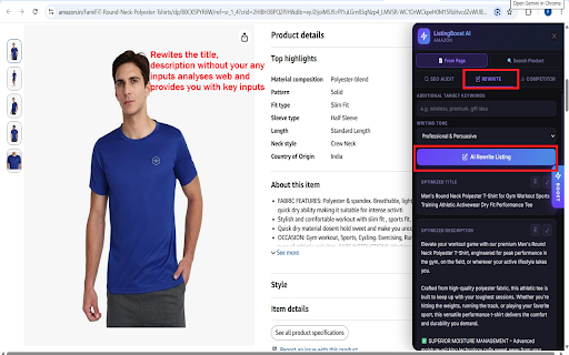 Ecommerce AI SEO Booster :: AI SEO optimizer by Raindrop AI Builder. Boost Amazon, eBay, Shopify & Etsy listings with keywords, rewrites & analysis.