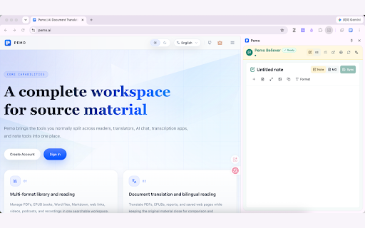Pemo Web Clipper :: Clip web pages, highlights, screenshots, Markdown files, and video files to your Pemo workspace.
