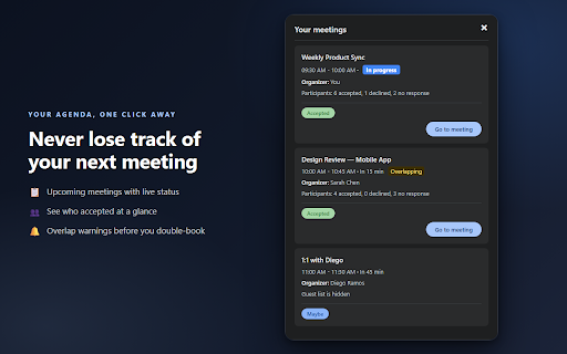 Meet Time Out :: Adds a timer to your Google Meet calls, synced with your Google Calendar.