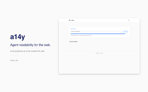a14y (Agent Readability) :: Score how well any website is readable by AI agents like ChatGPT, Claude, Copilot, and Cursor.