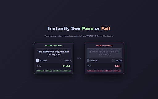 Color Contrast Checker :: Check color contrast ratios against WCAG standards on any webpage. Click any element to see if it passes AA or AAA.