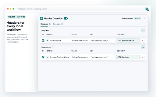 Header Override: Modify HTTP Headers & Cookies :: Modify request headers, response headers, and cookies with local URL rules and profiles.