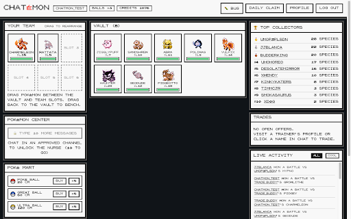 Chatémon :: Catch, battle and trade monsters by chatting on Kick. Unofficial fan project.