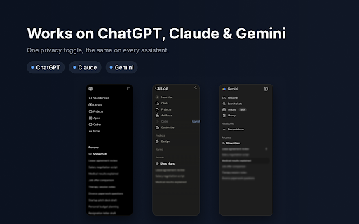 Veil — AI Chat History Blur :: Blur your AI chat history on ChatGPT, Claude, and Gemini with a simple privacy toggle.
