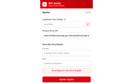 SUT Analizi - Medula Asistanı :: Medula'dan reçete, rapor ve ilaç bilgilerini otomatik toplayıp sutanalizi.net'e gönderir.