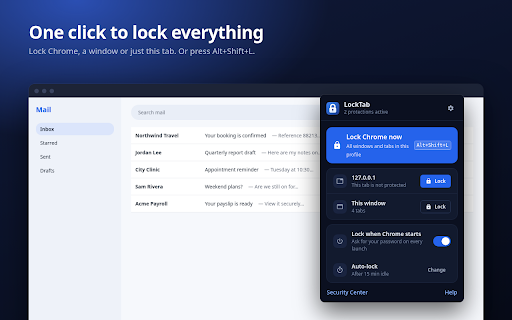 LockTab — Password Lock for Your Browser :: Password-protect your Chrome profile, windows and tabs. Lock on startup or auto-lock when idle. Private, local, no accounts.