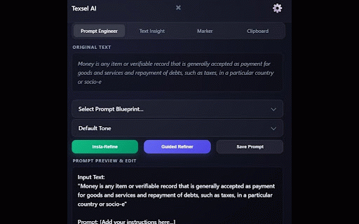Texsel AI :: Elevate your writing with Texsel AI - The ultimate prompt engineering and text insight tool.