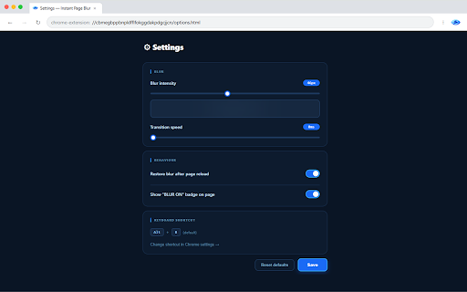 Instant Page Blur — One-click privacy blur for any webpage :: Instantly blur the current page with Alt+B to hide sensitive content.