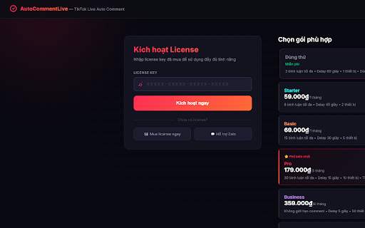 AutoCommentLive - TikTok Live Auto Comment :: Tự động bình luận trên TikTok Live với hệ thống chống spam thông minh