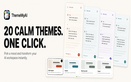 Custom Themes for ChatGPT, Claude & Gemini – Colors & UI Styles :: Make ChatGPT, Claude, Gemini and Kimi feel like yours with 48 calm themes, custom colors, typography and layouts—all stored locally.