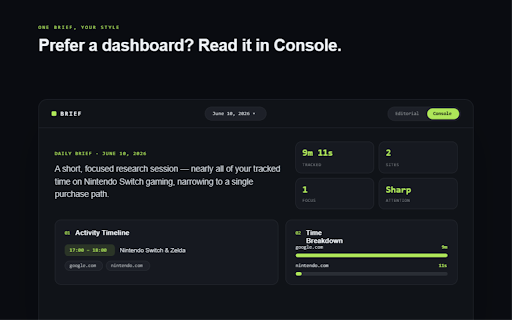 Brief :: Your daily browser activity, summarized.