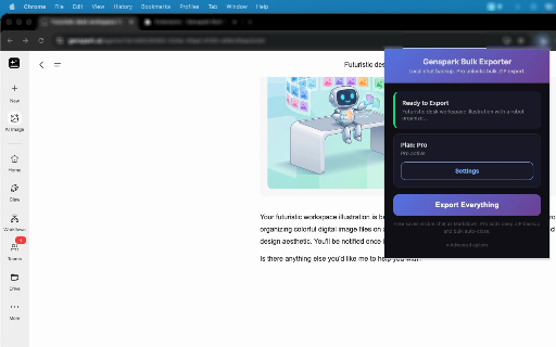 Genspark Bulk Exporter :: Local-only single and bulk Genspark chat export to ZIP files. Auto-closes exported tabs.