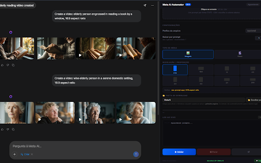 Meta AI Prompt Automator 🦉 :: Automatize prompts no Meta AI em lote. Gere imagens e vídeos, importe CSV e baixe automaticamente. Economize horas de trabalho.