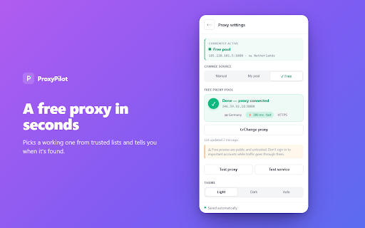 ProxyPilot — Proxy Manager & Smart Routing :: Per-site proxy manager & switcher: route only the sites you choose through your HTTP/SOCKS5 proxy — the rest goes direct.