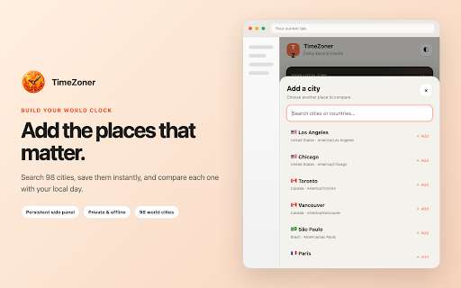 TimeZoner — World Time at a Glance :: Compare world time zones, daylight, lunch, sunrise and sunset with your local time.