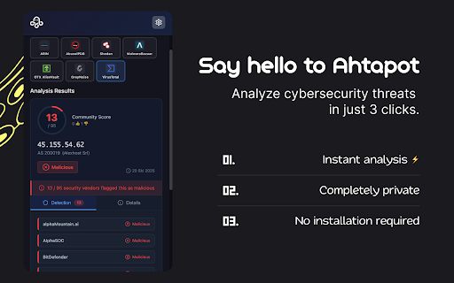 Ahtapot - IOC Analysis Tool :: Fast and secure IOC analysis with multiple threat intelligence providers. Tab-based results, cache management, API validation.