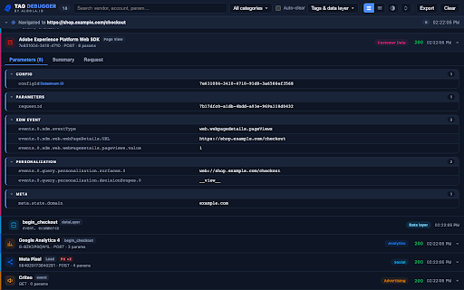 Tag Debugger by Aloola.io :: See every analytics and ad tag fire, the data layer pushes that triggered them, and any duplicates or personal data leaking out.