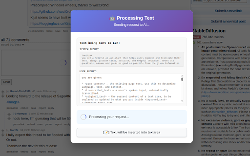 LLM Correct Extension :: AI-powered text generation and correction extension with voice input
