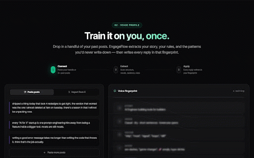 EngageFlow AI — LinkedIn & X Growth Co-pilot :: AI reply suggestions, feed scoring, and post drafting in your voice for LinkedIn and X.
