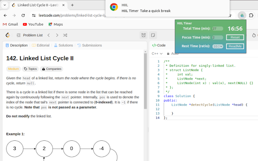 HIIL Timer :: This extension lets you set up a timer that will force you to break at certain intervals