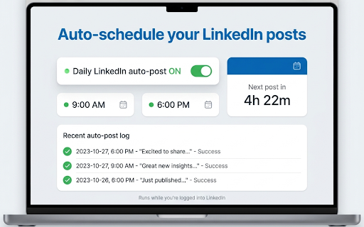 AI LinkedIn Post Generator & Scheduler :: AI LinkedIn post generator & scheduler. Write posts, auto-schedule publishing, generate comments, and learn your voice.