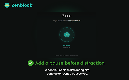 ZenBlock: Mindful Web Blocker & Focus Timer :: Stop wasting time on distracting websites with ZenBlock, a mindful website blocker with 30-sec pause to break distraction habits.