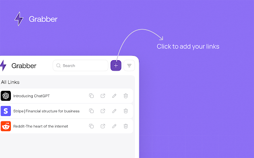 Grabber - Save & find links fast ( A Bookmark Alternative ) :: Grabber is a smarter bookmark alternative to save, tag, and organize links. Build swipe files, team libraries, or read-it-later hubs