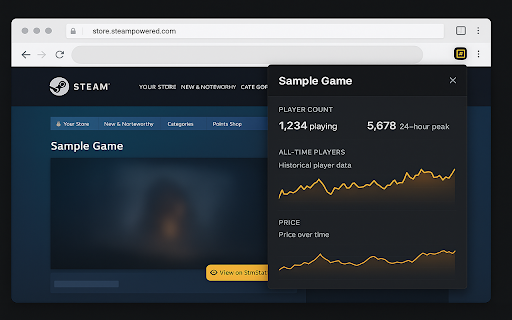 Instant Steam Game Stats :: See live player counts for any Steam game in one click—right from the store page. Lightweight and private.