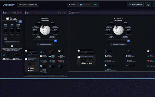 Codex Dev :: Developer's Insight Tool - View your website in multiple responsive screen sizes simultaneously with synchronized scrolling.