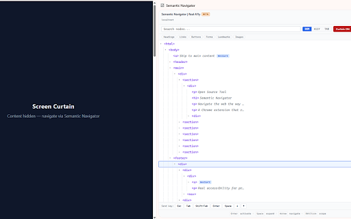 Semantic Navigator :: Navigate and interact with web pages through their semantic tree structure. Experience the web the way assistive technology does.