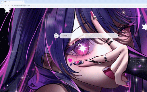 Ai Hoshino Live Wallpaper :: Ai Hoshino portrait with purple tones and sparkling effects, featuring detailed artwork and magical starry elements.
