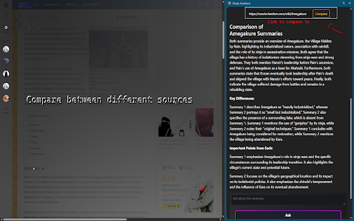 Study Assistant :: Get a short summary of webpage content using Chrome's built-in summarization API.
