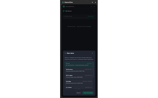 DemoVine :: Record clickable, interactive demos of any web app. Capture scenes as you click, arrange them into flows, and share with a link.