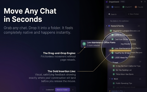 OrganizeAI – ChatGPT, Gemini & Claude Folders :: Organize ChatGPT, Gemini & Claude.ai chats into folders — one sidebar, all your AI chat history.