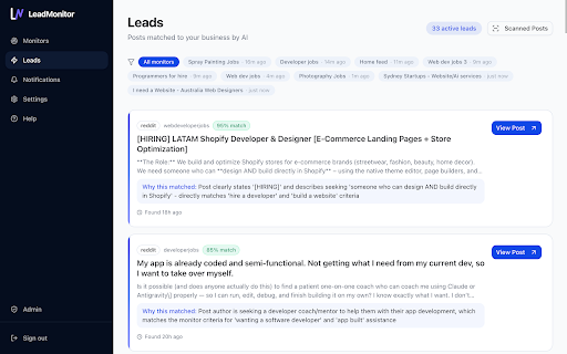 LeadMonitor :: Automatically monitor Facebook groups for leads