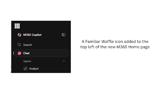 M365 Waffle Menu :: Restores a classic waffle menu to the M365 navigation bar for quick access to all apps.