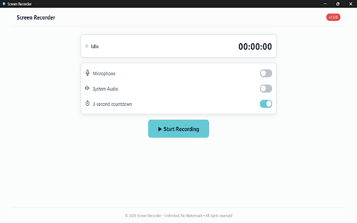 Screen Recorder – Unlimited, No Watermark :: Record your screen with no time limit and no watermark. Capture HD video with mic & system audio, export to MP4 instantly.