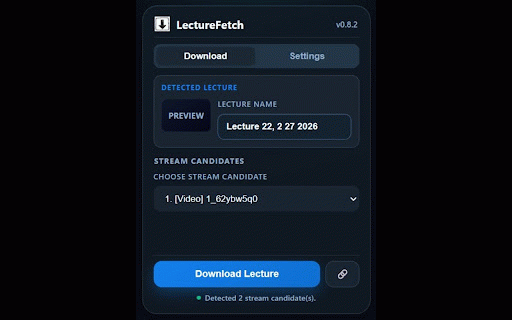 LectureFetch :: Automatically captures and transforms lecture streams into downloadable MP4 files.