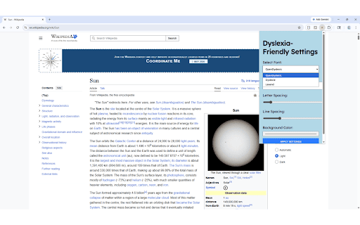 LexiLens :: Enhance web readability for users with dyslexia. Change fonts, font size and webpage color schemes to improve readability.