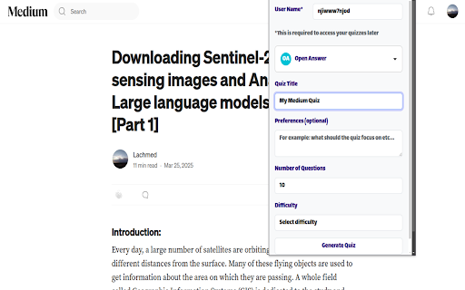 Quiz Generator :: Turn the page you're reading into a quiz — multiple choice, true/false, open answer, and more.