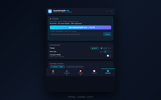 Quarter Split Pro — Budget Planner :: Complete quarterly budget planning: tax, discount, compare, history, charts, CSV export, presets and more.