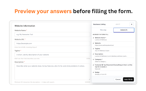 Uberlist Form Autofill :: Auto-fill business directory listing forms from your Uberlist knowledge base and submission queue.