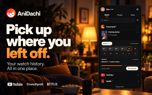 AniDachi: Watch Together, Synced Watch Party :: Ambient watch-party overlay for watching online video together.