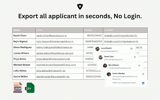 LinkedIn Job Applicants Exporter – Local, No Login, CSV/Sheets :: Bulk export LinkedIn job applicants to Joinus.team, Google Sheets, or CSV with automated data extraction