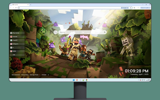 Minecraft Forest Live Wallpaper :: Minecraft heroes exploring lush biomes with creepers and skeletons in vibrant block art.