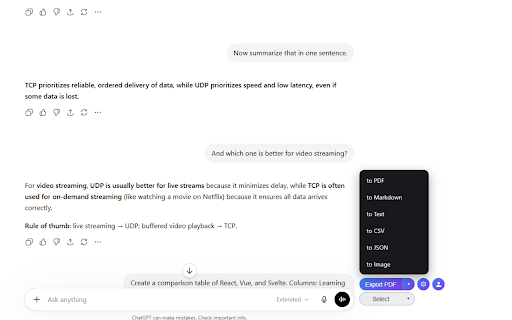 ChatGPT to PDF - Export Chats to PDF, MD & More :: Save ChatGPT chats to PDF, Markdown, Text, CSV... Free and fully customizable. Supports code, math & thinking.